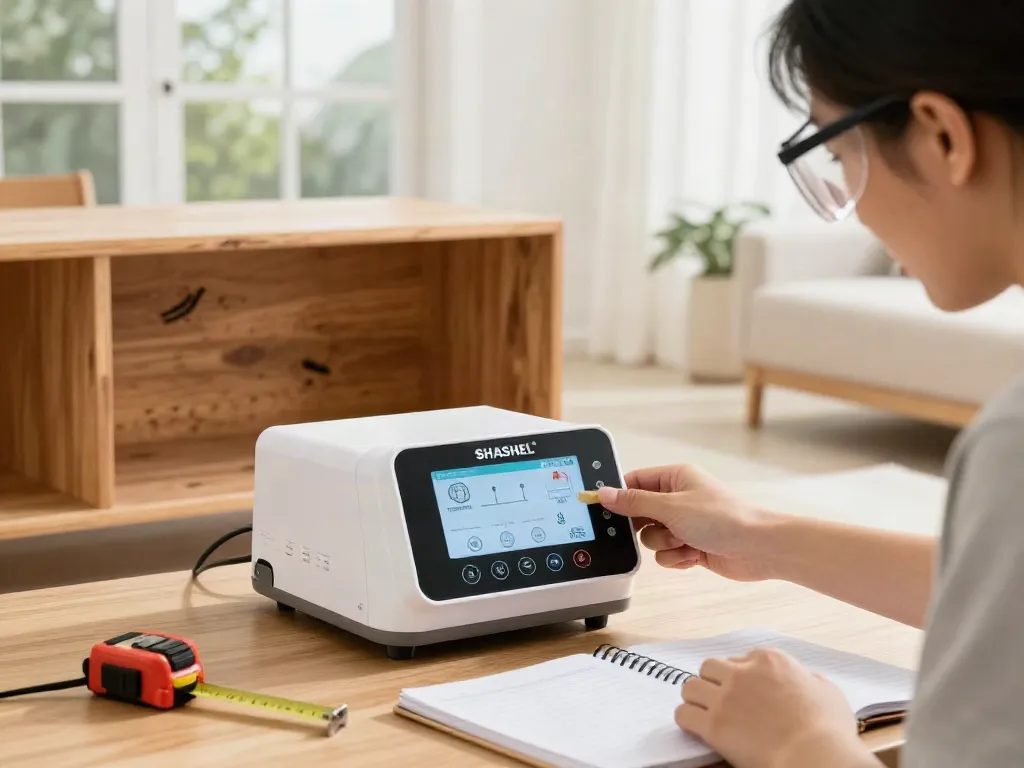 SHASHEL® microwave woodworm treatment device in use, showcasing eco-friendly pest control.